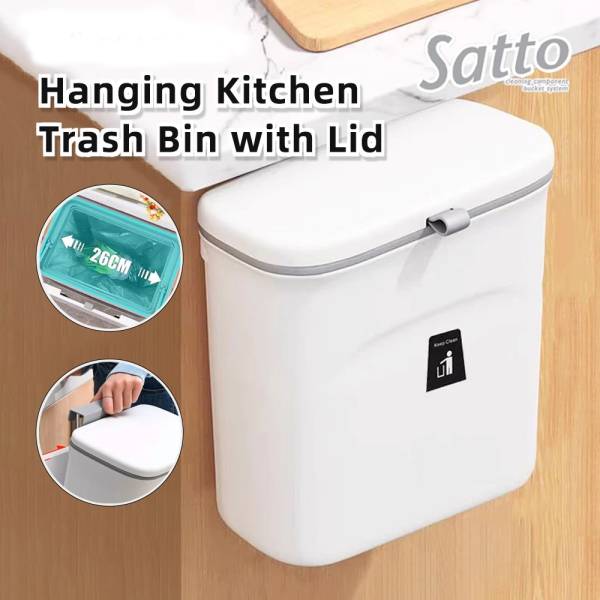 Japan Condor Hanging Kitchen Trash Bin with Lid Large Capacity
